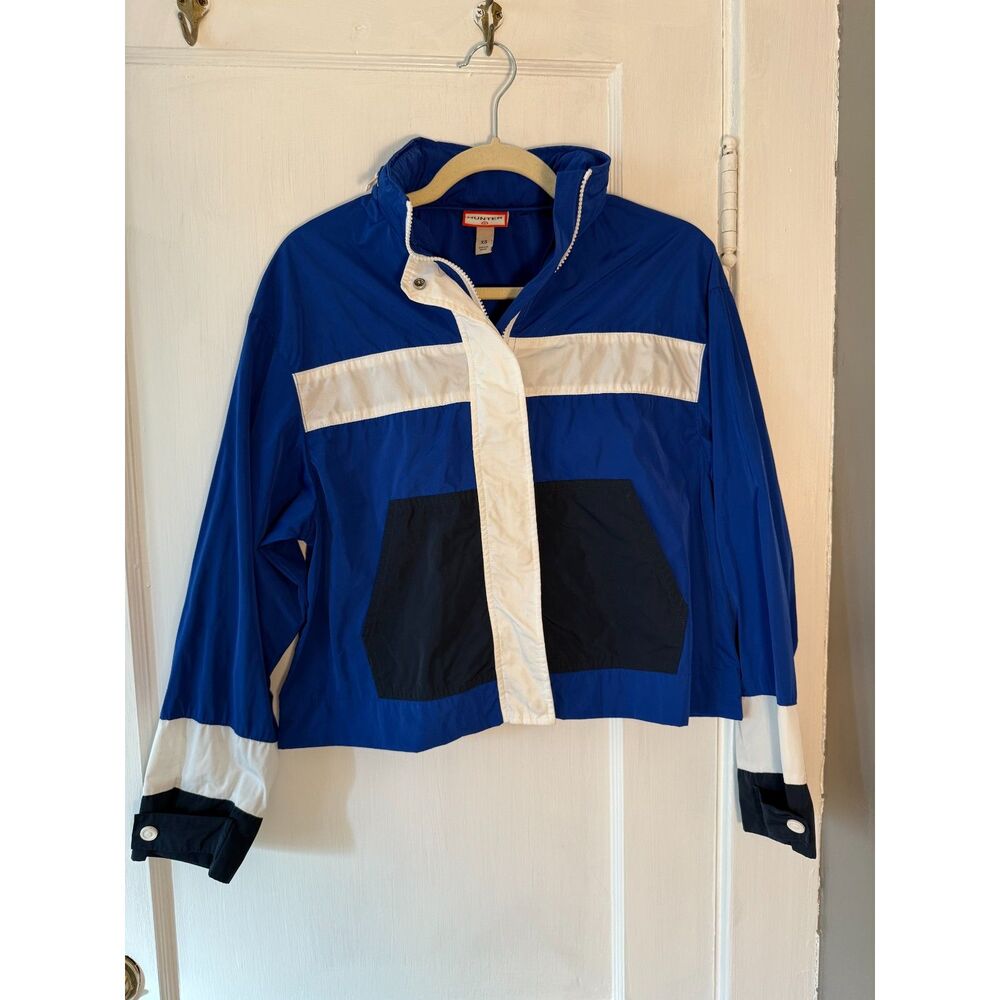 Hunter For Target Colorblock Blue and White Windbreaker Rain Jacket